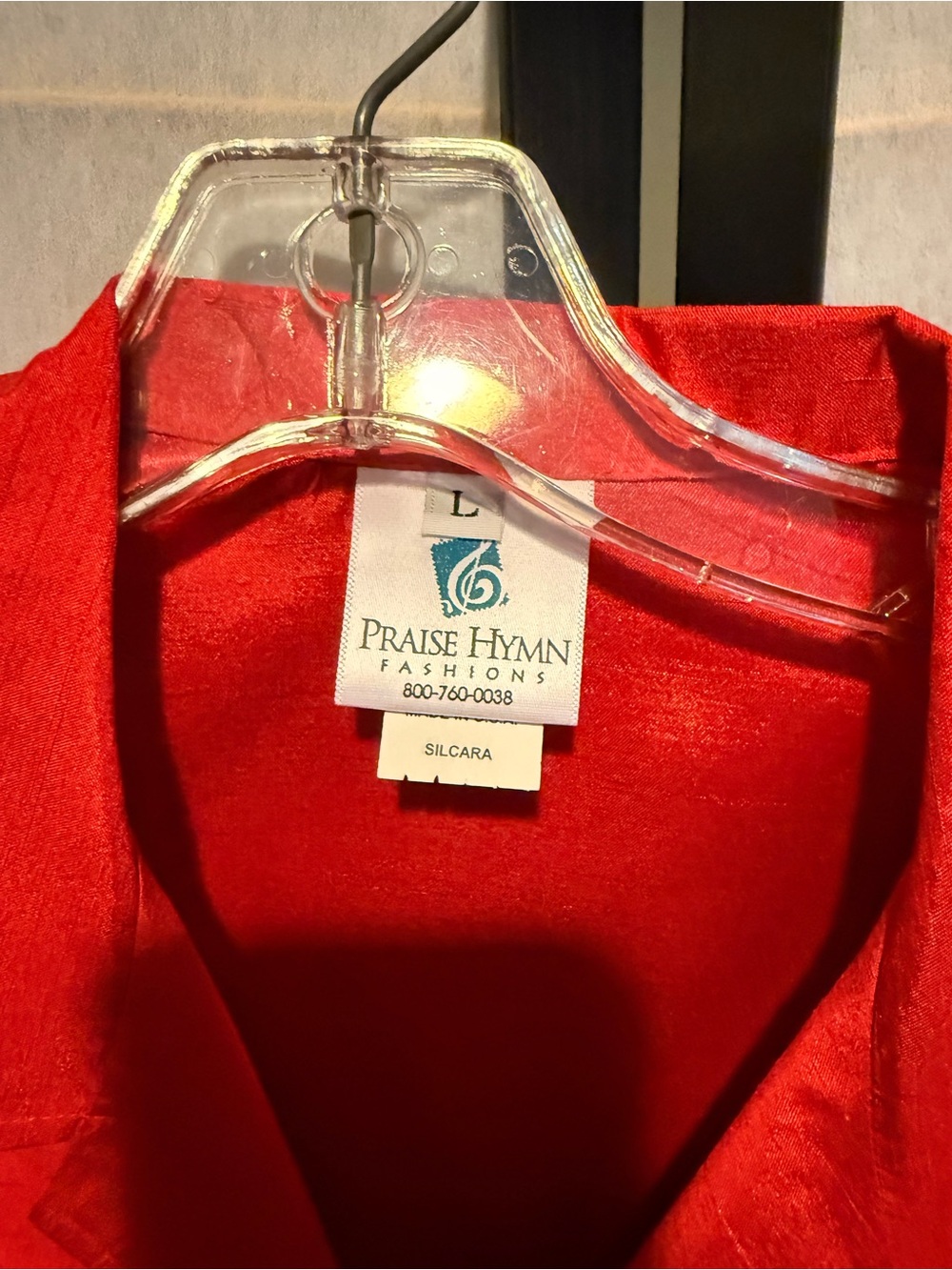 Bright Red Button-Front Blouse - Picture 3 of 4